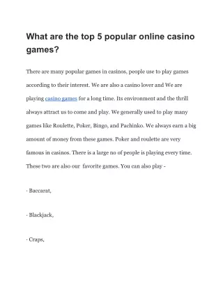 What are the top 5 popular online casino games (1)