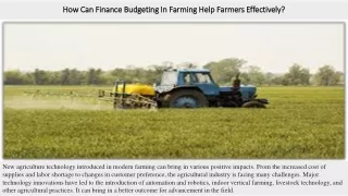 How Can Finance Budgeting In Farming Help Farmers Effectively?