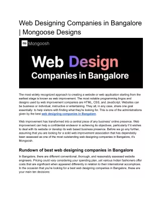 Web Designing Companies in Bangalore _ Mongoosh Designs