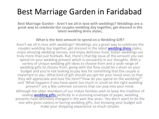 Best Marriage Garden in Faridabad