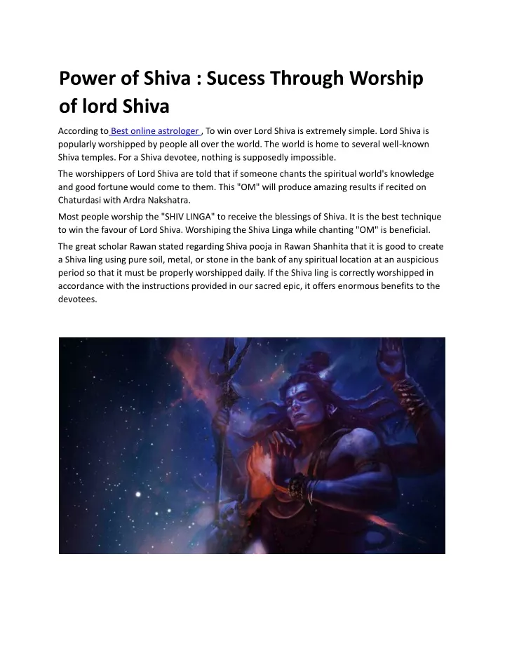 power of shiva sucess through worship of lord