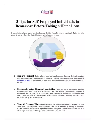 3 Tips for Self-Employed Individuals to Remember Before Taking a Home Loan