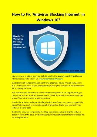 How to Fix Antivirus Blocking Internet in Windows 10?