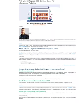 a 10 minute magento seo services guide