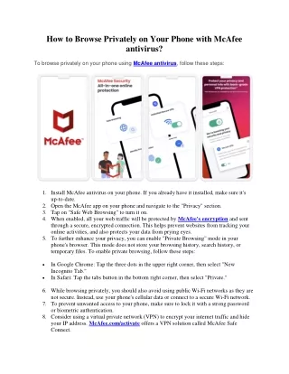 How to Browse Privately on Your Phone with McAfee?