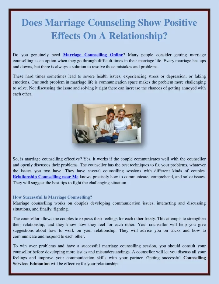 does marriage counseling show positive effects