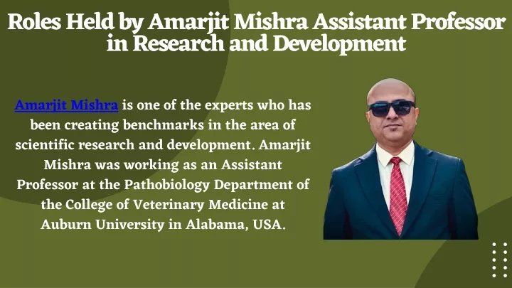 roles held by amarjit mishra assistant professor