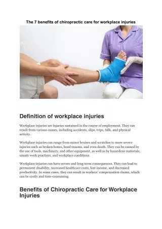 The 7 benefits of chiropractic care for workplace injuries