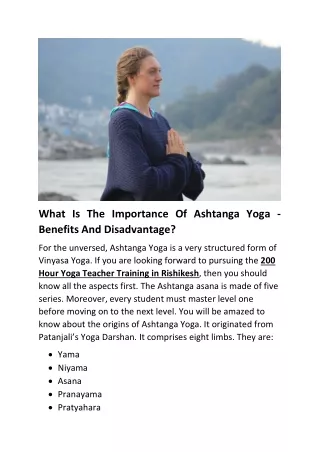 What Is The Importance Of Ashtanga Yoga - Benefits And Disadvantage?