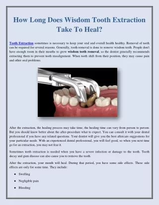 How Long Does Wisdom Tooth Extraction Take To Heal?