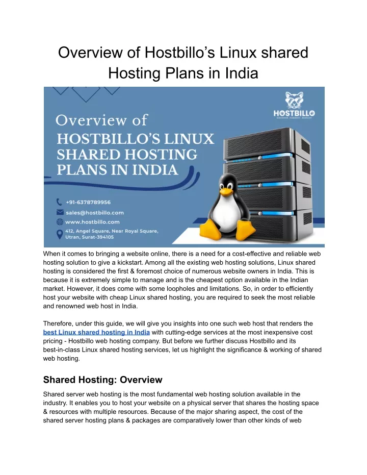 overview of hostbillo s linux shared hosting