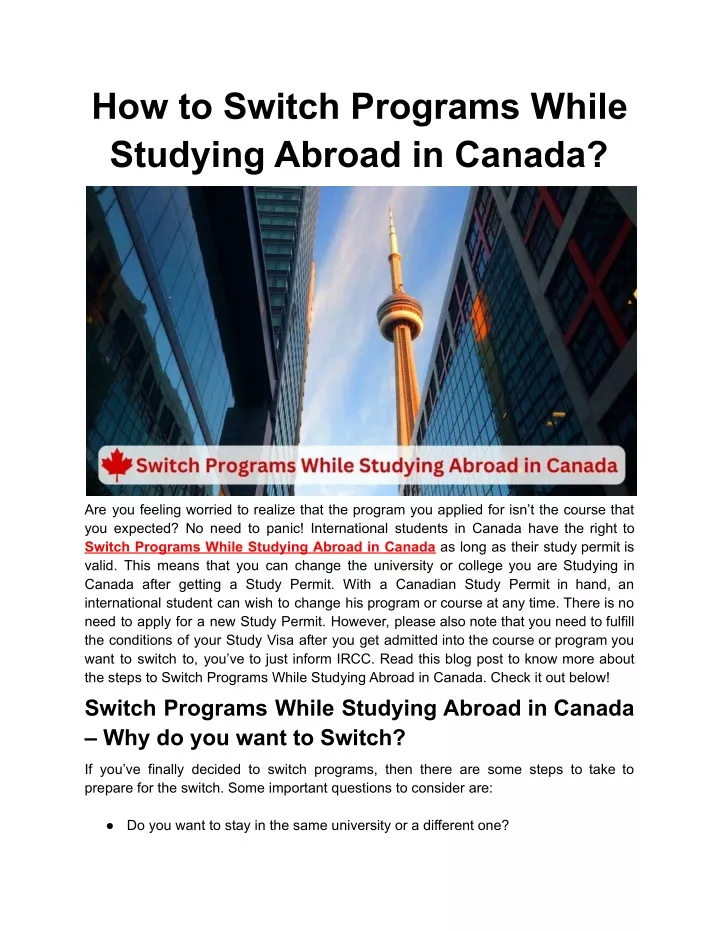 how to switch programs while studying abroad