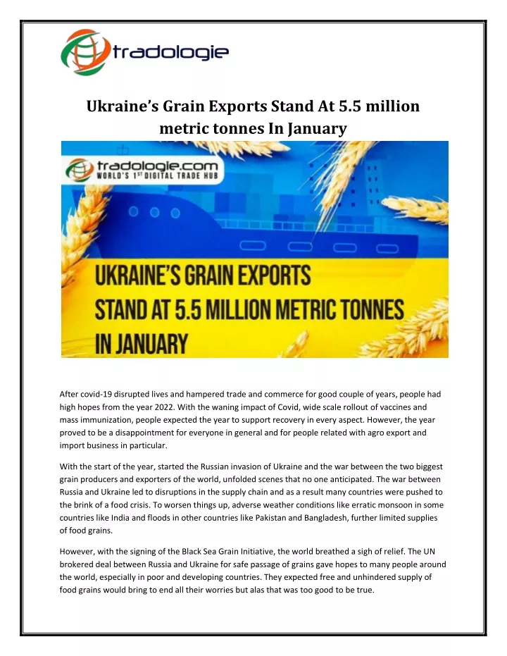 ukraine s grain exports stand at 5 5 million
