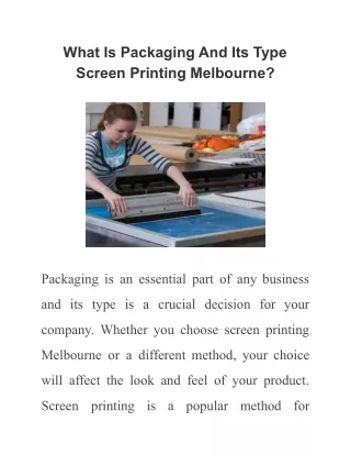 What Is Packaging And Its Type Screen Printing Melbourne
