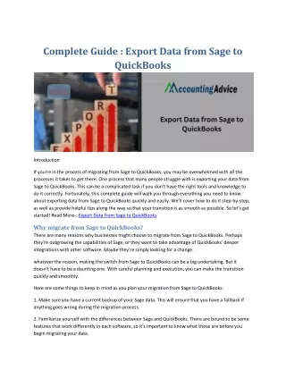 Export Data from Sage to QuickBooks