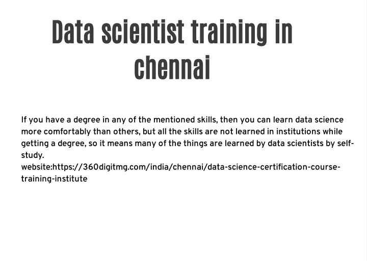data scientist training in chennai