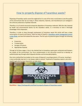 how to properly dispose of hazardous waste