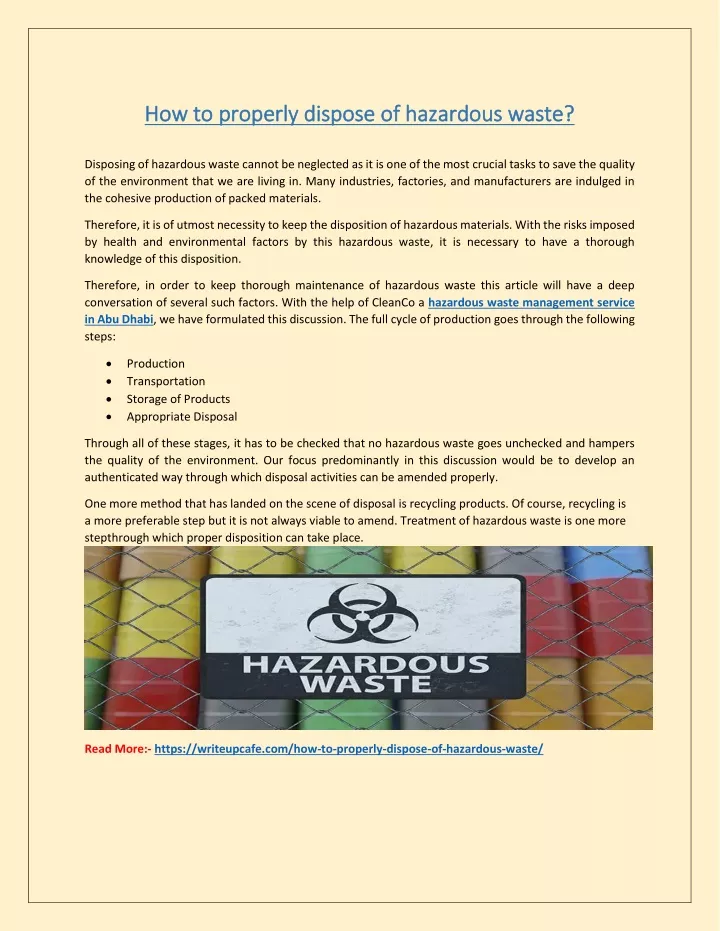 how to properly dispose of hazardous waste