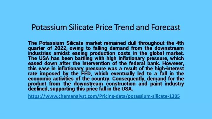 potassium silicate price trend and forecast