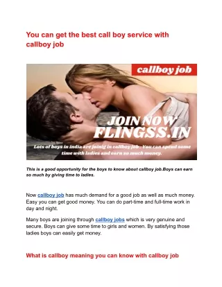 you can get the best call boy service with