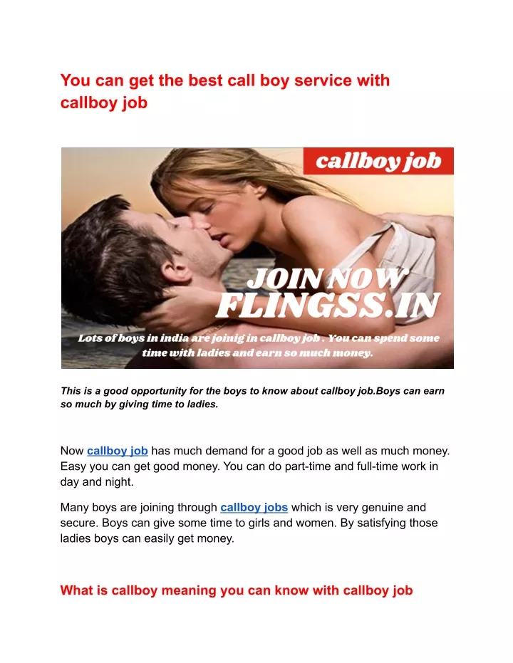 you can get the best call boy service with