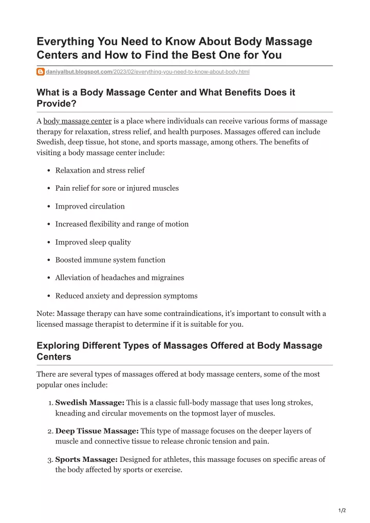 everything you need to know about body massage