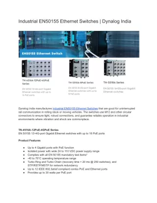 industrial en50155 ethernet switches dynalog india