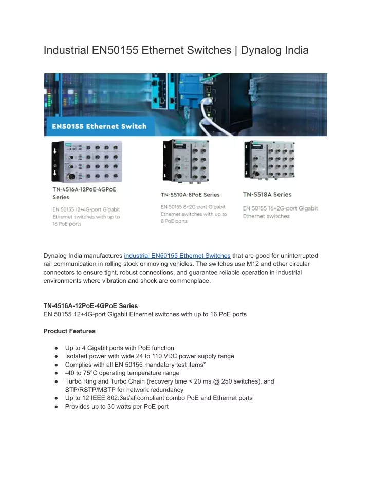 industrial en50155 ethernet switches dynalog india