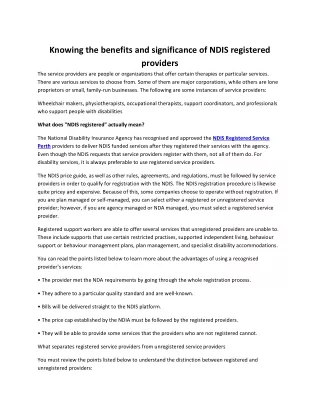 Knowing the benefits and significance of NDIS registered providers