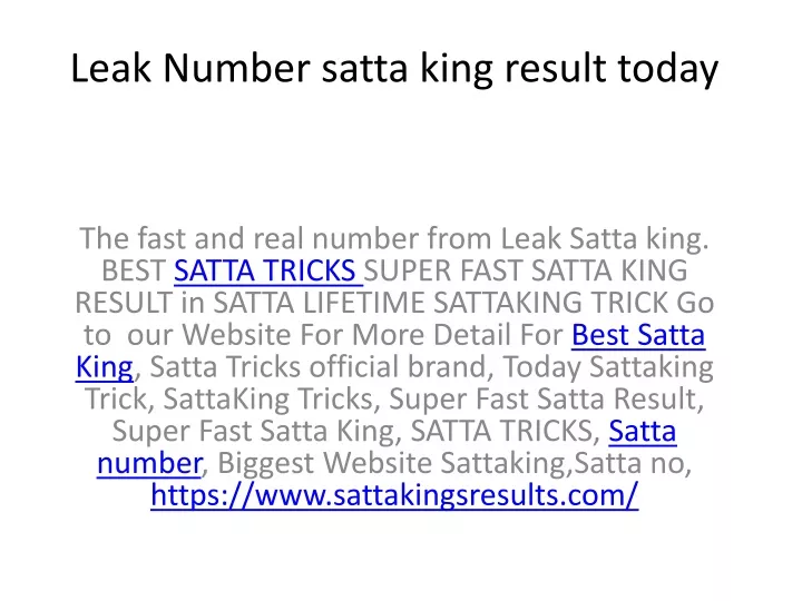 leak number satta king result today