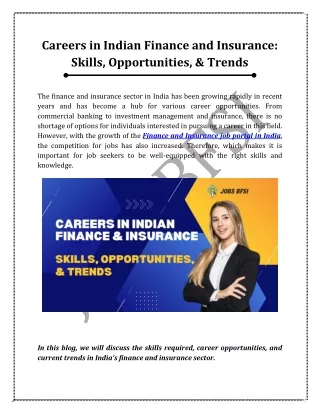 Careers in Indian Finance and Insurance