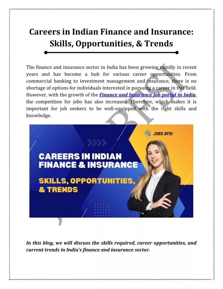 careers in indian finance and insurance skills