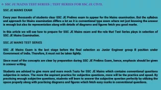 SSC JE MAINS TEST SERIES TEST SERIES FOR SSC JE CIVIL