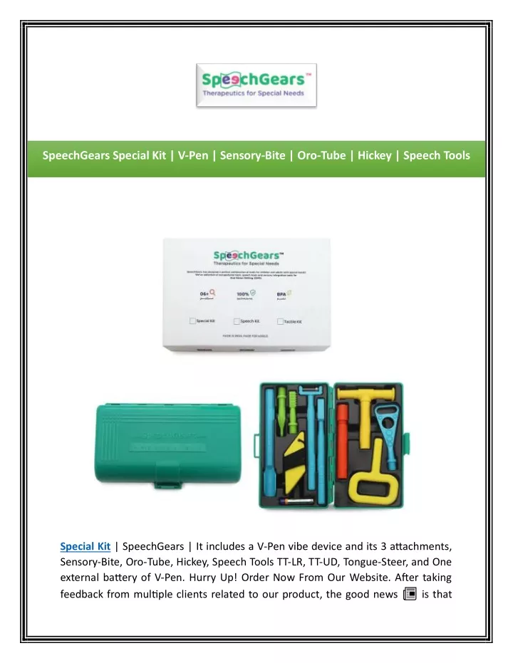 speechgears special kit v pen sensory bite