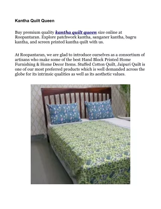 kantha quilt queen