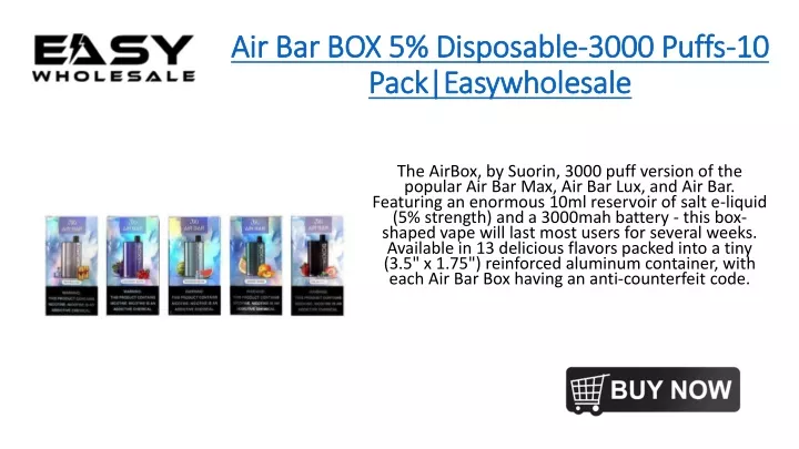 air bar box 5 disposable 3000 puffs 10 pack easywholesale
