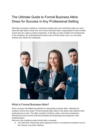 The Ultimate Guide to Formal Business Attire Dress for Success in Any Professional Setting
