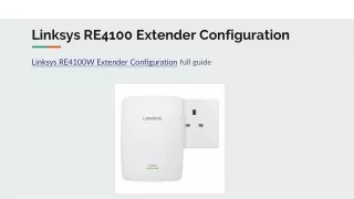 Linksys RE4100 Extender Configuration