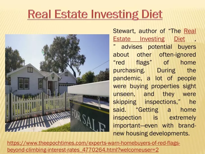 real estate investing diet