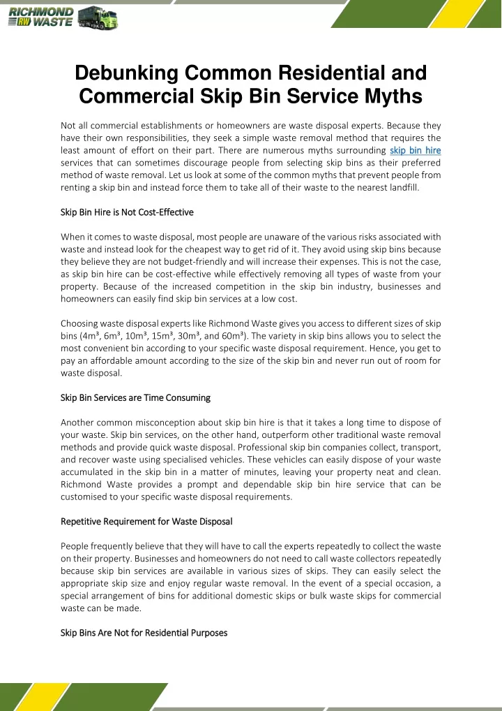 debunking common residential and commercial skip