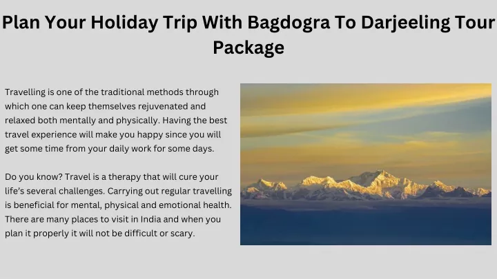 plan your holiday trip with bagdogra