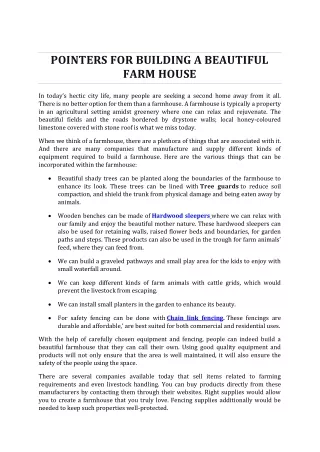 pointers for building a beautiful farm house
