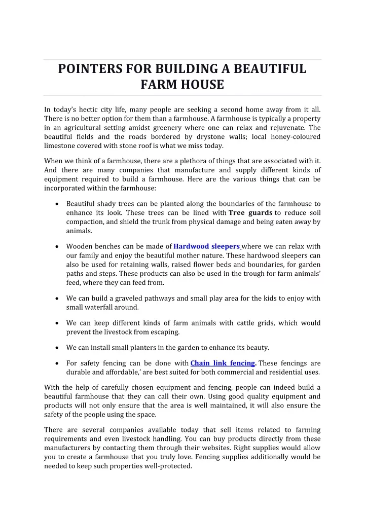 pointers for building a beautiful farm house