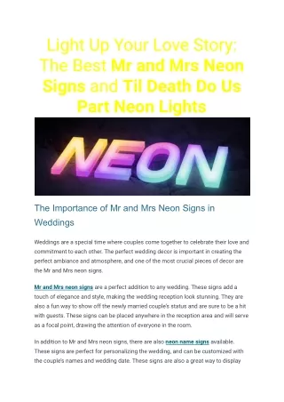 Light Up Your Love Story_ The Best Mr and Mrs Neon Signs and Til Death Do Us Part Neon Lights