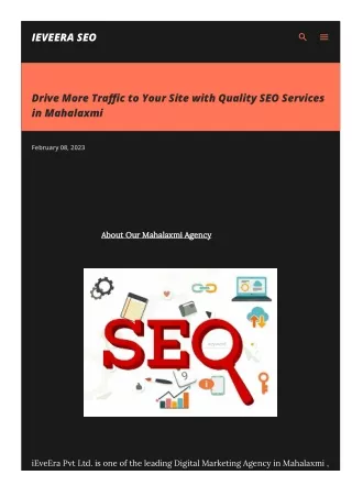 Drive More Traffic to Your Site with Quality SEO Services