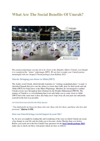 What Are The Social Benefits Of Umrah