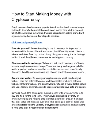 How to Start Making Money with Cryptocurrency