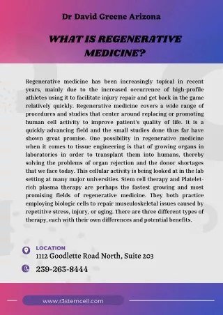 Dr David Greene Arizona - What is Regenerative Medicine
