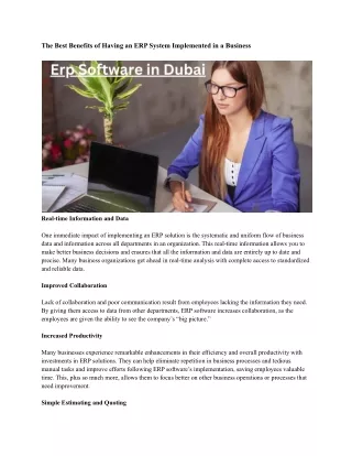 the best benefits of having an erp system
