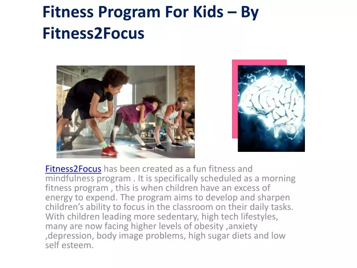 fitness program for kids by fitness2focus